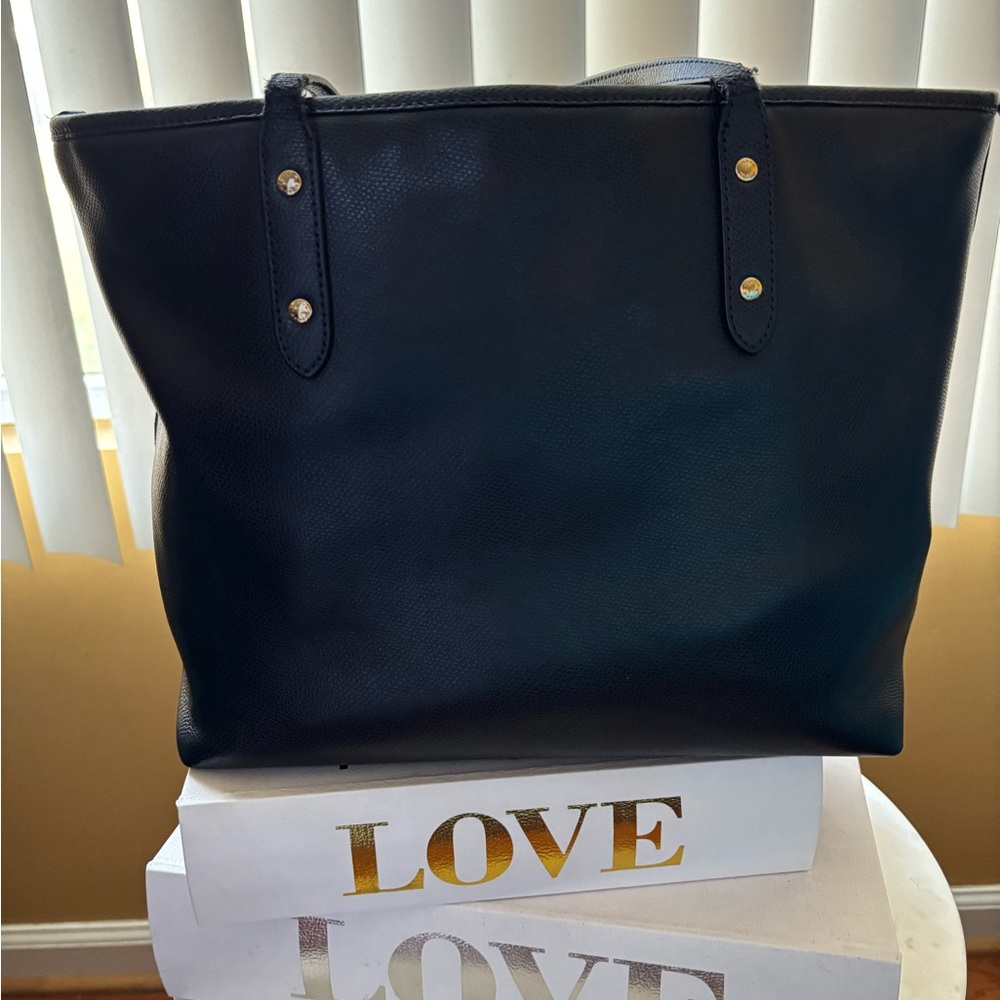 Coach Blue Pebbled Tote with Gold Hardware - Picture 2 of 11
